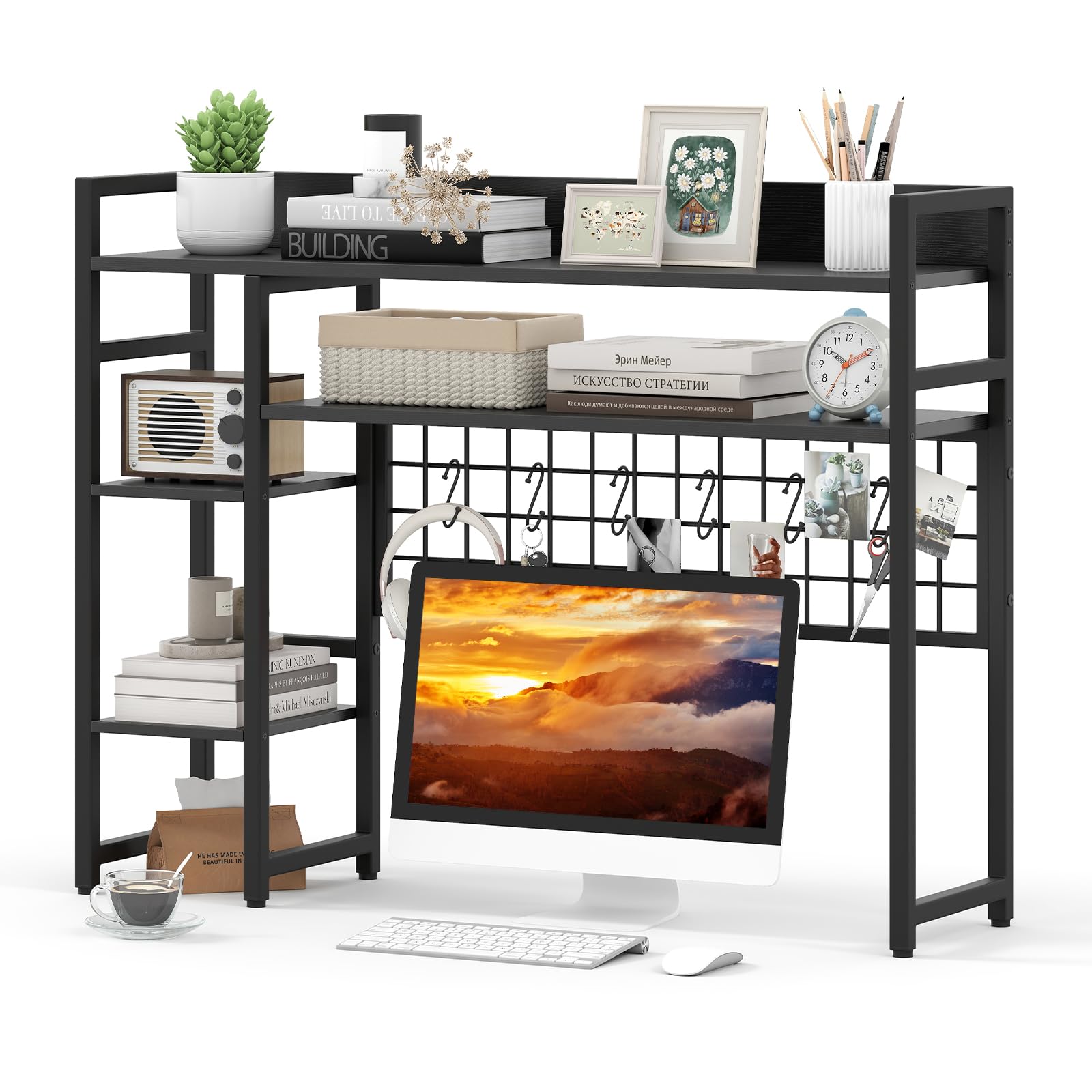Tangkula Desktop Bookshelf for Computer Monitor Up to 32”